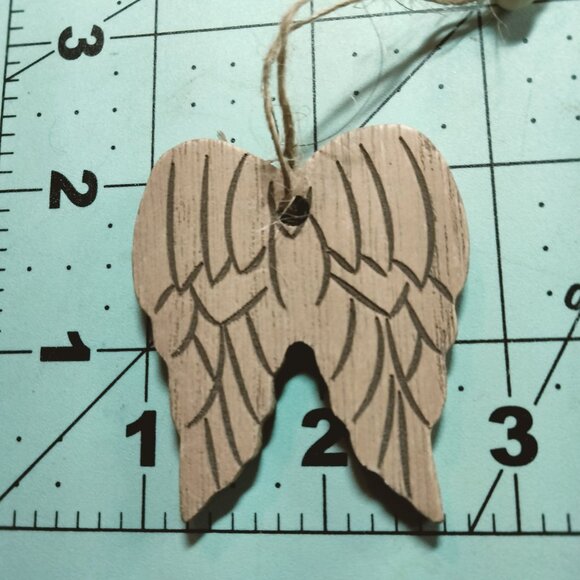 Wood Angel Wings Ornament Rustic Decoration Jute String - Picture 3 of 3